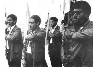 Big Man (far right), Black Panther demonstration, Oakland CA, July 1968. Photo courtesy of Pirkle Jones