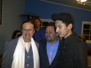 L to R: Nancy Pearlman, Pasadena School Board Member Ramon Miramontes, LA Mission College Valedictorian Diego Ramirez (at his graduation party)