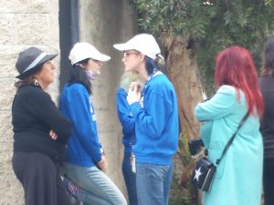 Young Bernie supporter Corin Sowers speaks with Marge Buckley about our meet ups with Bernie in 1972 and 1975; while waiting in line for Bernie's San Pedro appearance with Harbor Labor Coalition unions